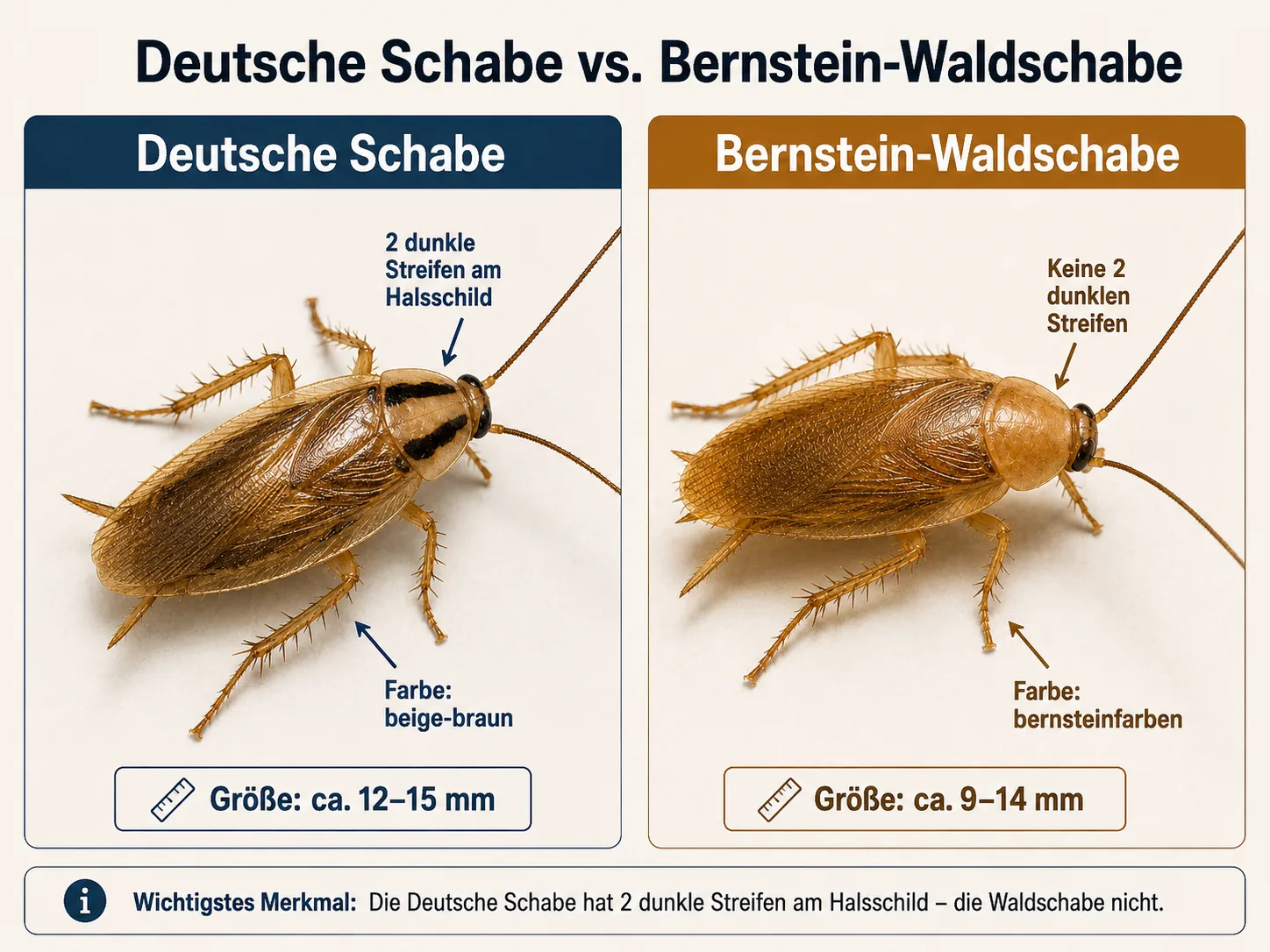 Deutsche Schabe vs Waldschabe Vergleich erkennen Unterschiede